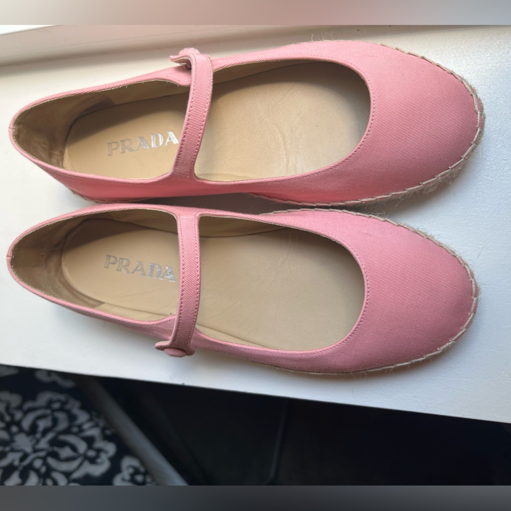 Prada Pink MaryJane Espadrille Shoes Classic Design